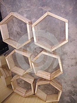 honey comb hexagon floating shelfs