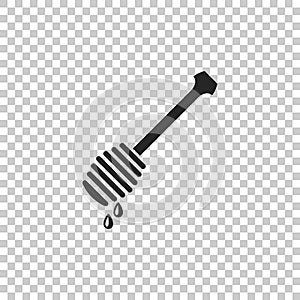 Honey dipper stick with dripping honey icon isolated on transparent background. Honey ladle