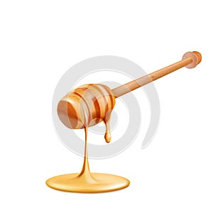 Honey dripping  on white background