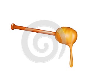 Honey dripping from a wooden honey dipper