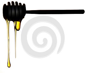 Honey drips from a wooden honey dipper