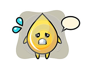 Honey drop mascot character with afraid gesture