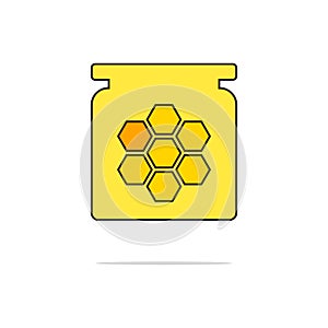 Honey in glass jar color thin line icon.Vector illustration