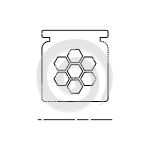 Honey in glass jar thin line icon. Mbe minimalism style