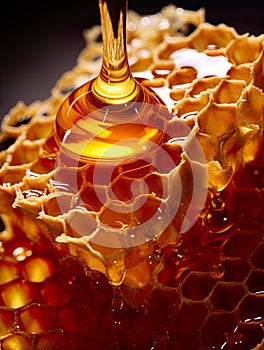 honey and honeycomb in this closeup view that celebrates the beauty of nature\'s sweet creation.