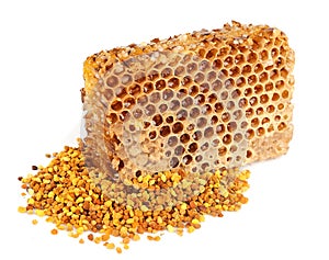 Honey honeycombs and pollen
