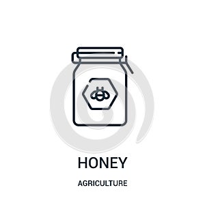 honey icon vector from agriculture collection. Thin line honey outline icon vector illustration. Linear symbol for use on web and