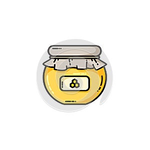 Honey jar flat icon. Vector isolated colorful image
