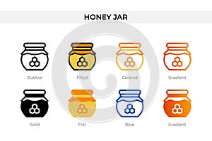 honey jar icon in different style. honey jar vector icons designed in outline, solid, colored, filled, gradient, and flat style.
