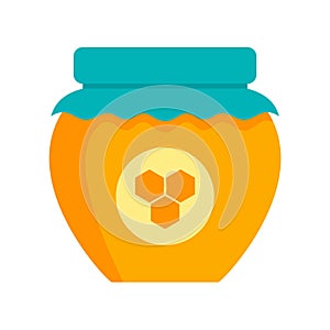 Honey jar icon, flat style