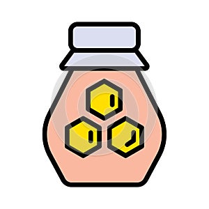 Honey jar icon or logo. Apitherapy icon. Color vector illustration from alternative medicine. Naturopathy Therapy Vector Icon.