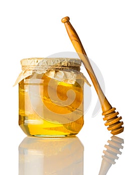 Honey Jar on White Background