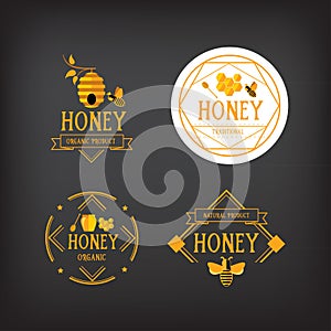 Honey label design. Bee badge. photo