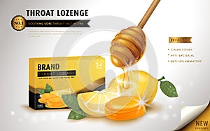 Honey lemon throat lozenge