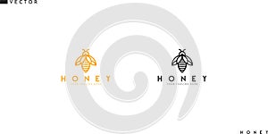 Honey logo. Isolated bee on white background
