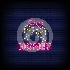 Honey Neon Signs Style Text Vector