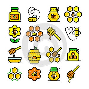 Honey outline icons set