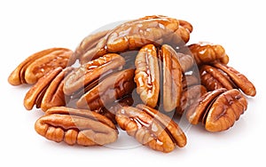 Honey Pecans on White Background