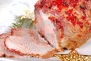 Honey and plum glazed ham for christmas