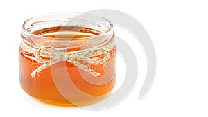 honey pot on isolated white background, copy space, template