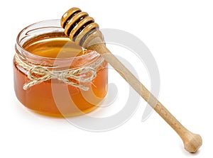 Honey pot on isolated white background