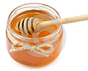 Honey pot on isolated white background