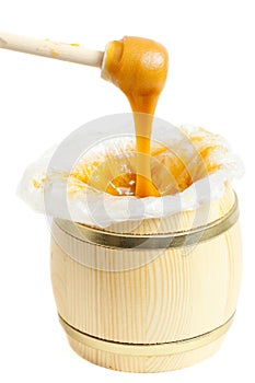 Honey pouring from drizzler