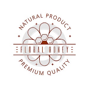 Honey production company outline badge or logo design