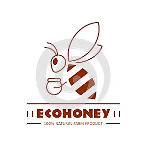 Honey production company outline badge or logo design