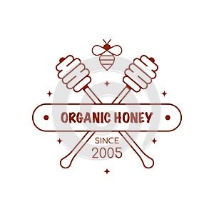 Honey production company outline badge or logo design