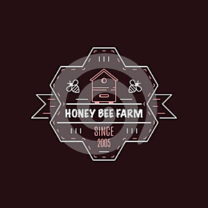 Honey production company outline badge or logo design