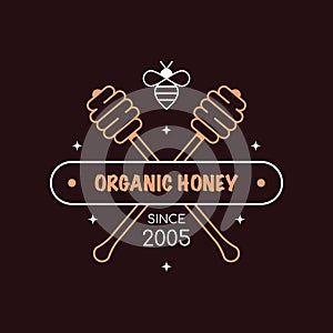 Honey production company outline badge or logo design