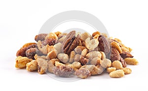 Honey Roasted Nuts Isolated on a White Background
