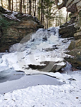 Honey Run Waterfall in Winter, Millwood, Ohio