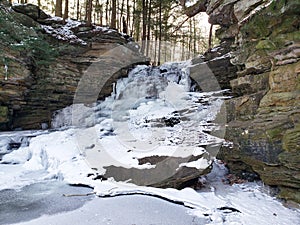 Honey Run Waterfall in Winter, Millwood, Ohio