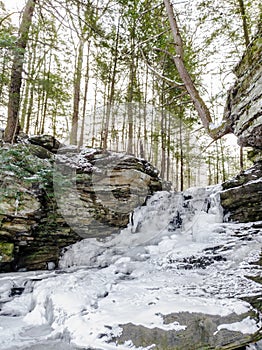 Honey Run Waterfall in Winter, Millwood, Ohio