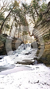 Honey Run Waterfall in Winter, Millwood, Ohio