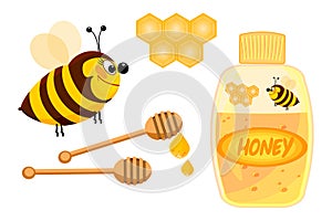 Honey set object isolated on white background.