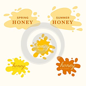 Honey splash set of labels. Splashes and drops collection.