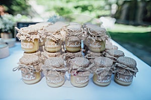 Honey in vintage jars