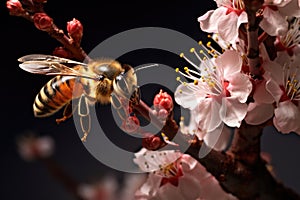 honeybee alighting on a flowering bush