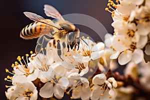 honeybee alighting on a flowering bush