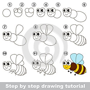 The honeybee. Drawing tutorial.