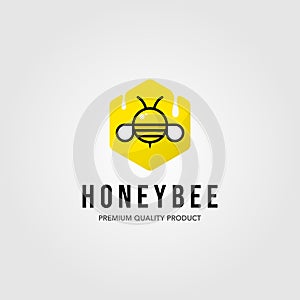 Honeybee hexagon logo village farm vector illustration design