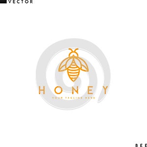 Honeybee logo. Isolated bee on white background