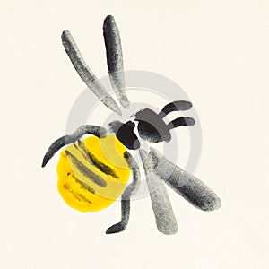 Honeybee painted on cream colored paper