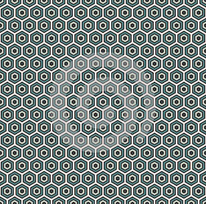 Honeycomb abstract background. Blue colors repeated hexagon tiles mosaic wallpaper. Seamless classic surface pattern