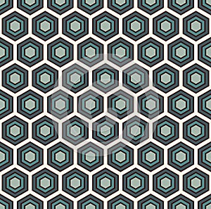 Honeycomb abstract background. Blue colors repeated hexagon tiles mosaic wallpaper. Seamless classic surface pattern