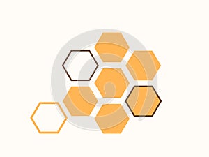 Honeycomb with abstract bee honey vector illustration asymmetrical shape. Beehive simple flat modern pattern design