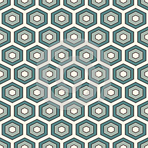 Honeycomb background. Blue colors repeated hexagon tiles wallpaper. Seamless pattern with classic geometric ornament